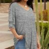 Lily | Light Gray Ruffle-Sleeve V-Neck Tunic - Women & Plus