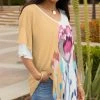 Lily | Yellow & White Floral Ruffle-Sleeve V-Neck Tunic - Women & Plus