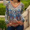 Lily | Blue & Orange Kaleidoscope V-Neck Long-Sleeve Tunic - Women & Plus