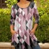 Lily | Rose & Gray Geometric Scoop Neck Swing Tunic - Women & Plus