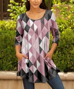 Lily | Rose & Gray Geometric Scoop Neck Swing Tunic - Women & Plus