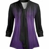 Lily | Black & Purple Fade Tie-Neck Three Quarter-Sleeve Tunic - Women & Plus