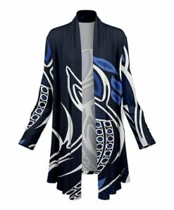 Lily | Navy & White Abstract Open Cardigan - Women & Plus