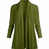 Lily | Olive Drape-Front Open Cardigan - Women & Plus