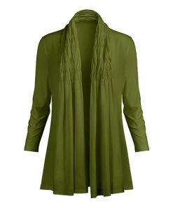 Lily | Olive Drape-Front Open Cardigan - Women & Plus
