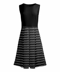 Lily | Black & White Polka Dot Pleated A-Line Dress - Women & Plus