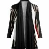 Lily | Black & Beige Stripe Patchwork Drape-Front Open Cardigan - Women & Plus