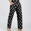 Lily | Black & White Daisy High-Waist Wide-Leg Pants - Women & Plus
