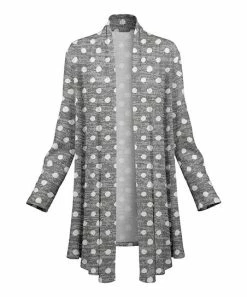 Lily | Gray & White Polka Dot Open Cardigan - Women & Plus