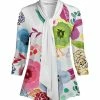 Lily | White & Pink Floral Tie-Neck Three Quarter-Sleeve Tunic - Women & Plus