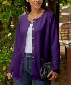 Lily | Purple Jewel Collar Cardigan - Women & Plus