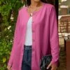 Lily | Rose Pink Jewel Collar Cardigan - Women & Plus