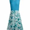 Lily | Blue & White Floral Pleated A-Line Dress - Women & Plus