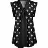 Lily | Black & White Houndstooth Tie-Neck Tunic - Women & Plus