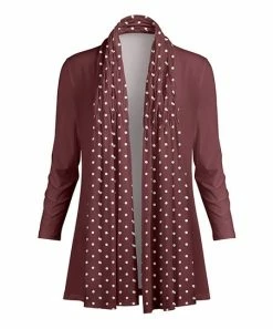 Lily | Red & White Polka Dot Drape-Front Open Cardigan - Women & Plus