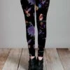 Lily | Black & Purple Hummingbird & Flowers Leggings - Women