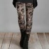 Lily | Black & Beige Floral Leggings - Women & Plus