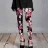 Lily | Pink & Black Floral Leggings - Plus