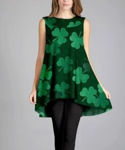 Lily | Green Shamrock Hi-Low Tunic - Plus