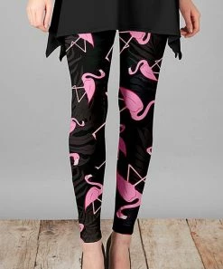 Lily | Black & Pink Flamingo Leggings - Plus