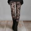 Lily | Black & Beige Floral Leggings - Women