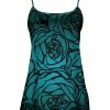 Lily | Teal & Black Rose Camisole - Plus