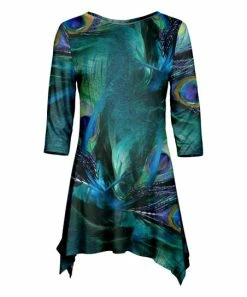 Lily | Blue & Green Peacock Sidetail Tunic - Women & Plus