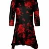 Lily | Black & Red Floral Sidetail Tunic - Plus