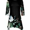 Lily | Black & Green Heron Boatneck Handkerchief Tunic - Women