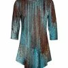Lily | Brown & Blue Abstract Three-Quarter Sleeve Boatneck Tunic - Women
