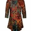 Lily | Red Floral Three-Quarter Sleeve Tunic - Plus