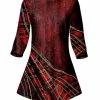 Lily | Red Abstract Plaid Three-Quarter Sleeve Tunic - Women & Plus