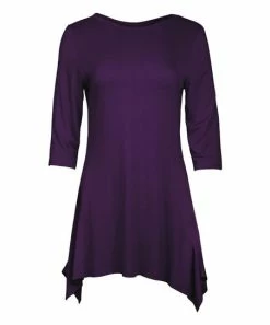 Lily | Purple Three-Quarter Sleeve Sidetail Tunic - Women & Plus