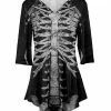 Lily | Black & Gray Skeleton Three-Quarter Sleeve V-Neck Tunic - Women & Plus