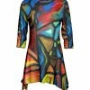 Lily | Red & Blue Stained Glass Boatneck Handkerchief Tunic - Plus