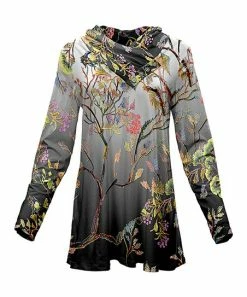 Lily | Silver Forest Button-Accent Shawl Collar Tunic - Plus