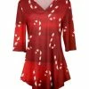 Lily | Red & White Candy Cane V-Neck Tunic - Women & Plus