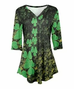 Lily | Green Shamrock V-Neck Tunic - Women & Plus