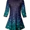 Lily | Teal & Indigo Abstract Three-Quarter Sleeve Boatneck Tunic - Women