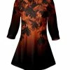 Lily | Orange & Black Floral Three-Quarter Sleeve Tunic - Women