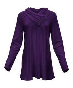 Lily | Purple Button-Accent Shawl Collar Tunic - Women