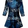 Lily | Blue & White Sheet Music Boatneck Tunic - Women