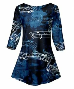 Lily | Blue & White Sheet Music Boatneck Tunic - Women