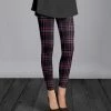 Lily | Black & Purple Plaid Leggings - Women