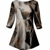Lily | Brown & Black Abstract Three-Quarter Sleeve Boatneck Tunic - Women & Plus