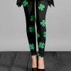 Lily | Black & Green Clover Leggings - Women & Plus