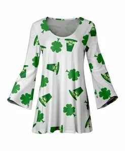 Lily | White & Green Clover Tunic - Women & Plus