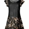 Lily | Black & Cream Floral Flutter-Sleeve Tunic - Women