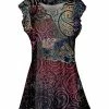 Lily | Coral & Black Paisley Floral Flutter-Sleeve Tunic - Women
