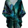 Lily | Teal & Blue Peacock Feather Dolman Tunic - Women & Plus